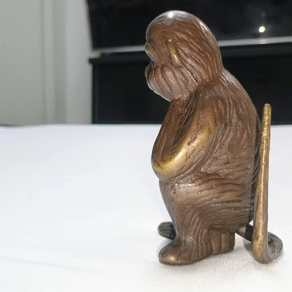 Levenger Vtg Bronze Brass Monkey Ape Ring Mail Letter Holder Paper Weight Desk - Picture 4 of 10